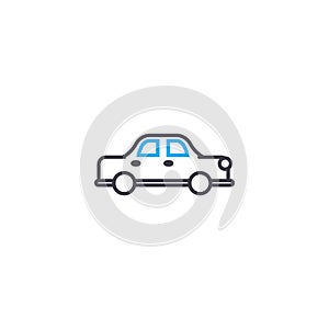 Sedan car vector thin line stroke icon. Sedan car outline illustration, linear sign, symbol concept.