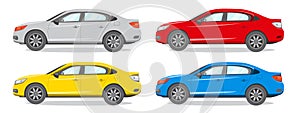 Sedan Different Color Vector Illustration. Car Icon