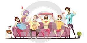 Sedentary Lifestyle Retro Cartoon Design