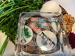 Seder plate used in Passover ceremony