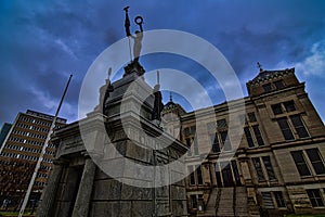 Sedgwick County historic courthouse and monument in downtown photo