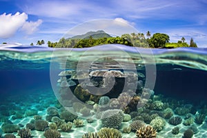 sediment-clouded water smothering a coral colony