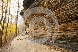 Sedimentary rock of Ritchie Ledges in Cuyahoga Valley National Park