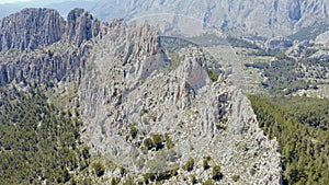 Sedimentary rock strata mountains in Alicante, Spain.