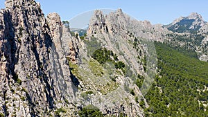 Sedimentary rock strata mountains in Alicante, Spain.