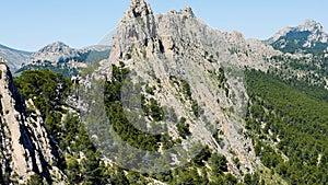 Sedimentary rock strata mountains in Alicante, Spain.