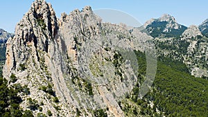 Sedimentary rock strata mountains in Alicante, Spain.