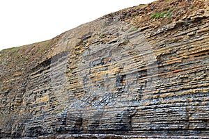 Sedimentary rocks in layers-stratum, strata. Geology.