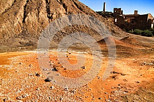 Sediments, rock formations and mineral streaks in an old abandoned quarry