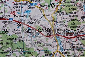 Sedlcany, Czechia, on a road m