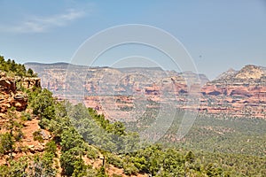 Sedona Red Rock Formations with Desert Vegetation, Elevated View