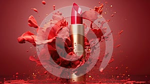 Seductive and colorful lipstick colors. Lip care and coloring. Lipstick sexiness. photo