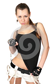 Seductive girl with handcuffs