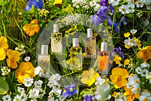Seductive perfume art in traditional backdrop  fragrance components blend for a sophisticated product photography