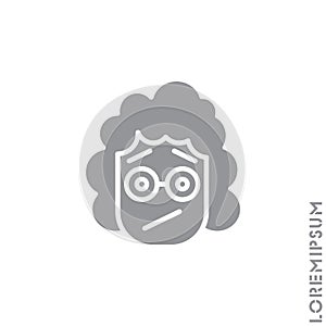 Seductive Smile Emoticon girl, woman Icon Vector Illustration. Style. Angry icon vector. gray on white