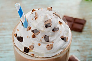 Seductive top of the cocoa milkshake