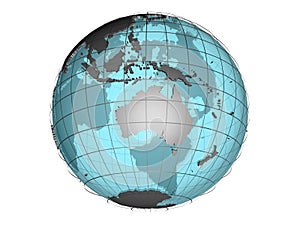 See-through 3d globe model showing Australia and Oceania photo