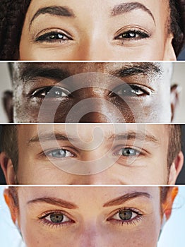 See the beauty in diversity. Composite image of an assortment of peoples eyes.