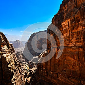 see with a canyon in the Wadi Rum desert in Jordania asia photo