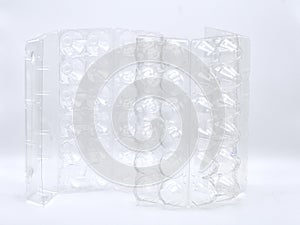 See through clear plastic egg carton.