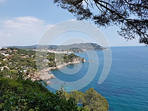 see and klif green trees costabrava blue sky spine