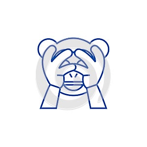 See no evil emoji line icon concept. See no evil emoji flat  vector symbol, sign, outline illustration.