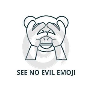 See no evil emoji vector line icon, linear concept, outline sign, symbol