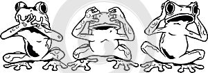 See No Evil Frogs Vector Illustration