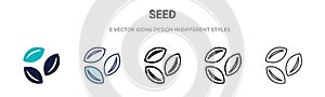 Seed icon in filled, thin line, outline and stroke style. Vector illustration of two colored and black seed vector icons designs