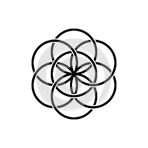 Seed of life, isolated vector symbol of sacred geometry