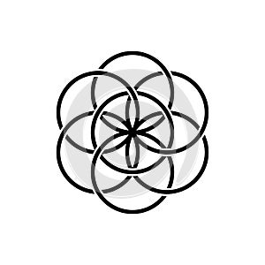 Seed of life, isolated vector symbol of sacred geometry photo
