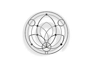 Seed of life lotus symbol Sacred Geometry. Logo icon  Geometric mystic mandala of alchemy esoteric Flower of Life. Vector black