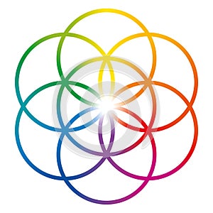 Seed of Life in rainbow colors