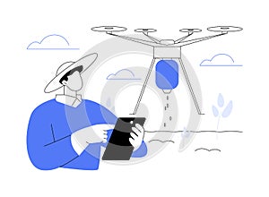 Seed-planting drones abstract concept vector illustration.