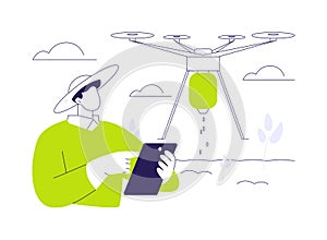 Seed-planting drones abstract concept vector illustration.