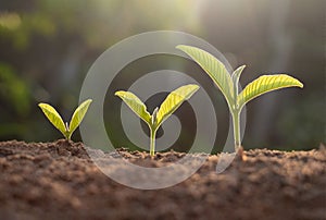 Seed plants are growing.They are growing step by step.