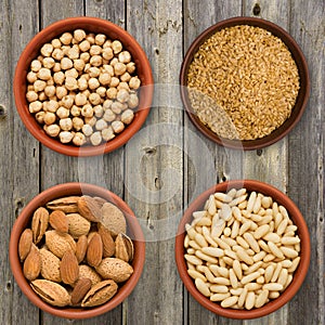 Seed super food selection in bowls
