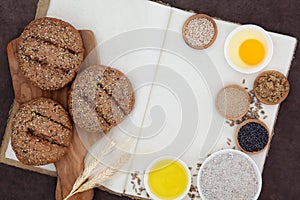 Seeded Brown Rolls and Ingredients