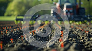 The seeders are programmed to adjust their planting patterns based on the needs of each specific crop photo