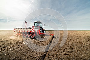 Seeding crops at field