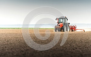 Seeding crops at field