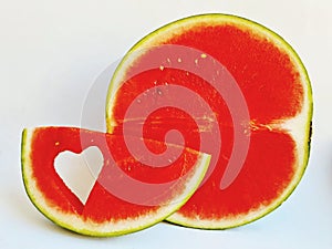 seedless baby watermelon slice with heart shape inside