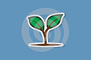Seedling Green Plant Sticker vector illustration. Nature object icon concept. Green tree growth eco concept sticker vector design.
