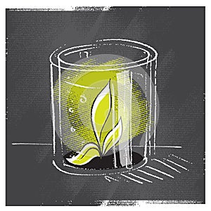 Seedling plant protected with a glass