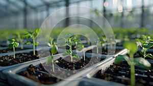 The Seedlings in Greenhouse. AI generated