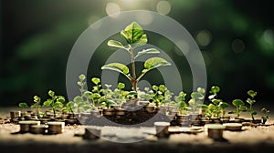 Seedlings sprout with vigor atop a mound of gleaming coins