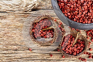 Seeds of achiote, originating from central america