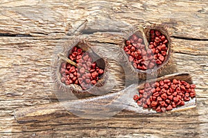 Seeds of achiote, originating from central america