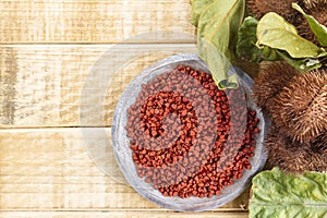 Seeds of achiote, originating from central america