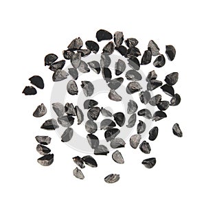Seeds of bunching onion or Allium fistulosum isolated on white background photo